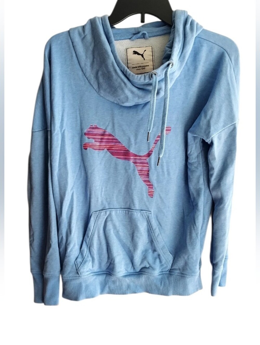 PUMA Women's Light Blue Logo Pullover Hoodie